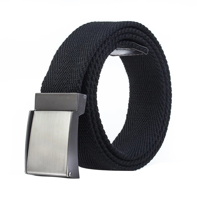 Unisex belt high quality Solid Color Canvas Smooth Buckle Men belt fashion Casual  youth student pants belt