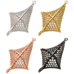 ZHUKOU 19x31mm Brass Crystal Irregular Connector for Women Bracelet Necklace Jewelry Accessories making findings model:VS432