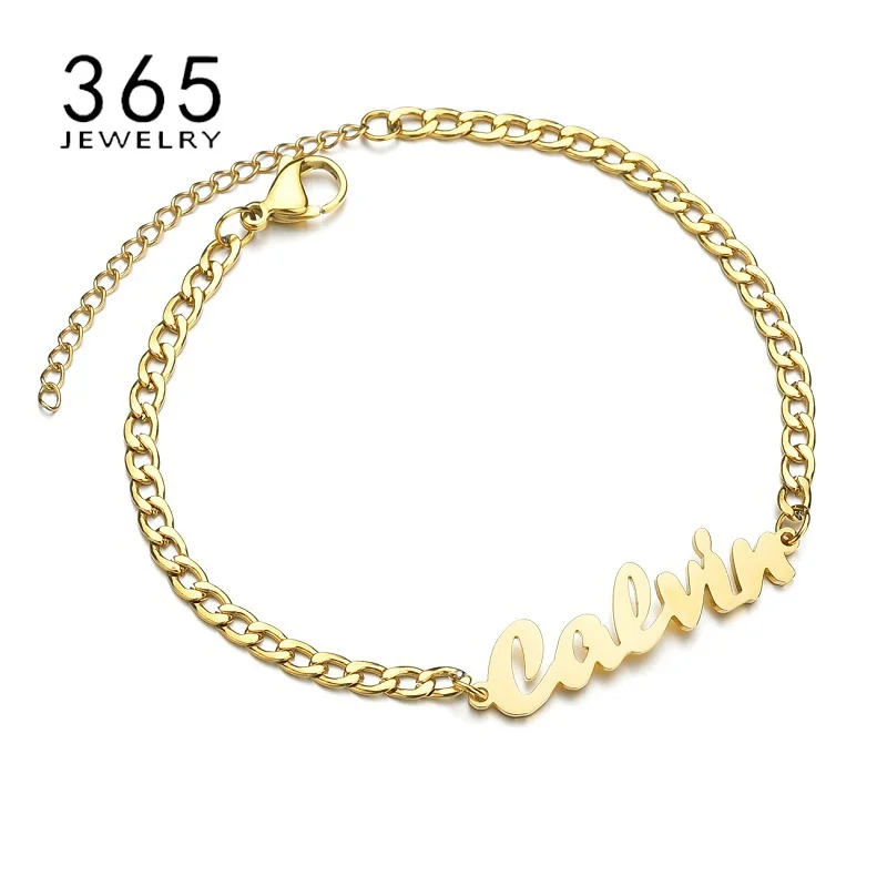 New Fashion Customed NK Chain Stainless Steel Name Bracelet Heart Round Bracelet For Women Girls Drop Shipping Party Gift image 6