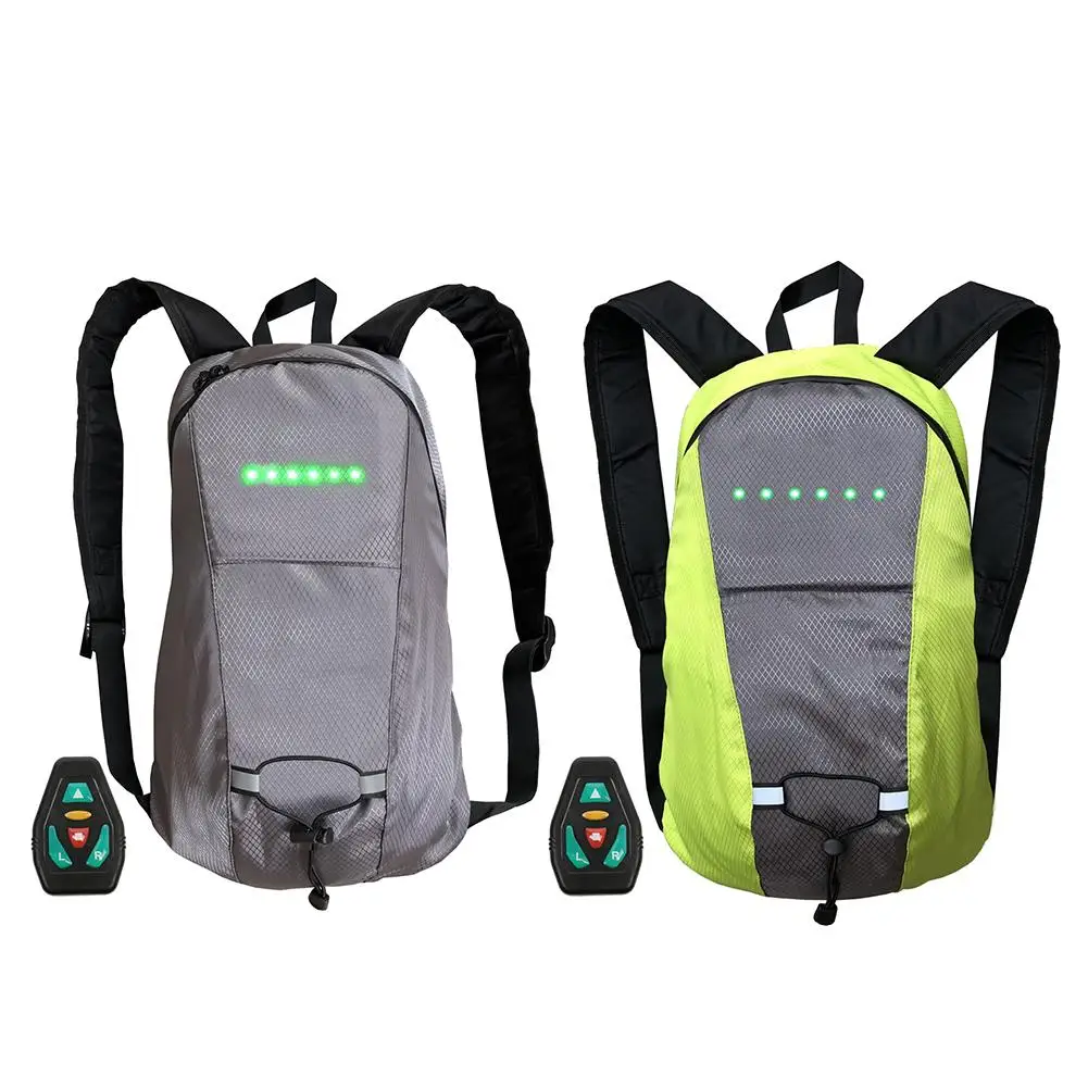 15L Remote LED Light Backpack with Turn Signal USB Rechargeable Bag Direction Indicator Illuminated Backpack for Night Riding