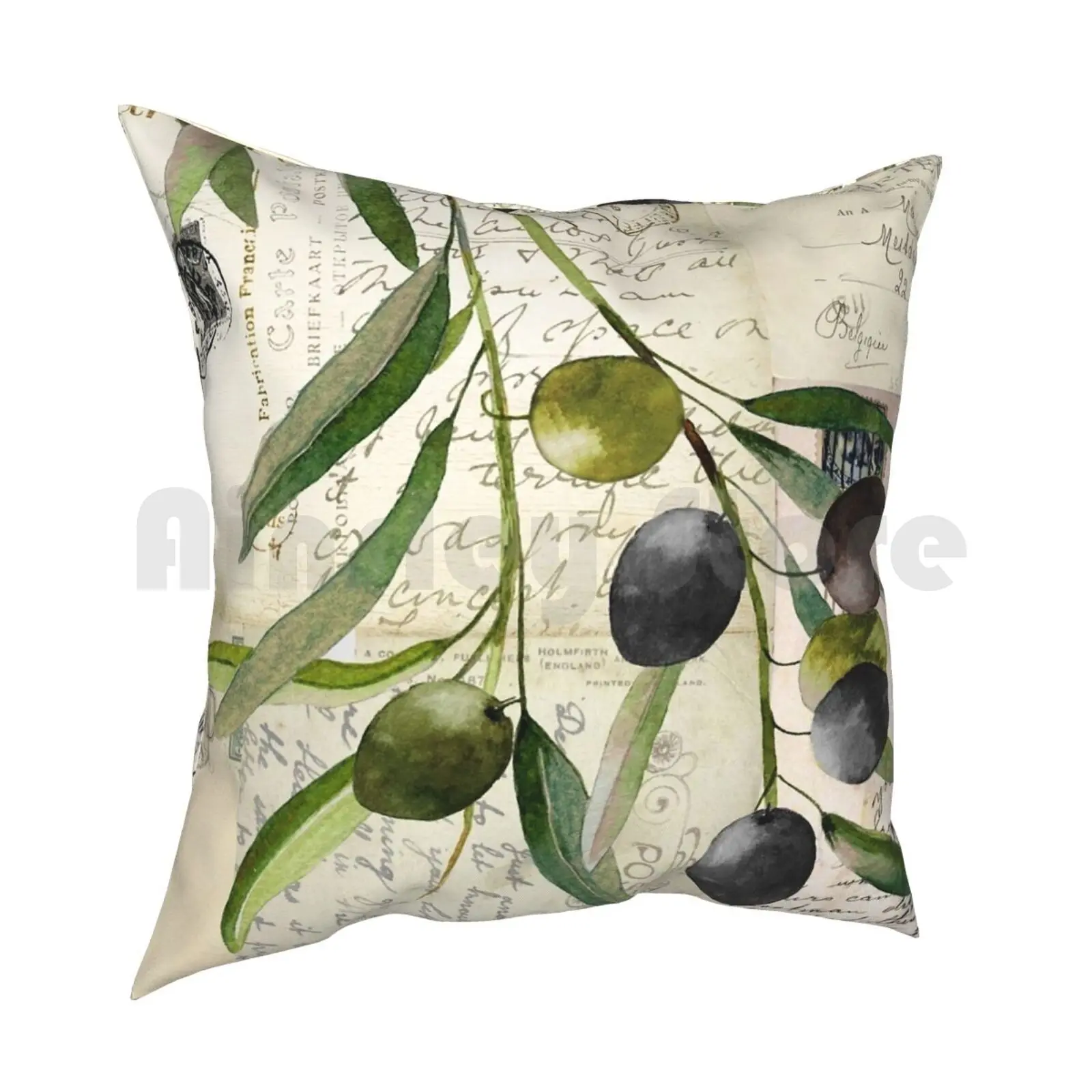 Olivia I Olive Branch Postcard Pillow Case Printed Home Soft DIY Pillow cover Olive Olives Olive Oil Decorative Olive Olive