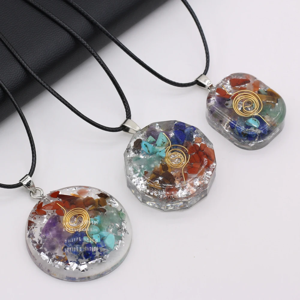 Natural Chakra Orgone Stone Pendant Necklace 7 Chakras Energy Charms Amulet Yoga Meditation Chokers Fashion Jewelry Necklaces