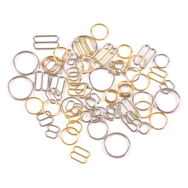 100pcs/lot Gold Sliver Metal Adjusters Buckles Bra Rings and Sliders Strap Adjusters Buckles Underwear Adjustment Accessories