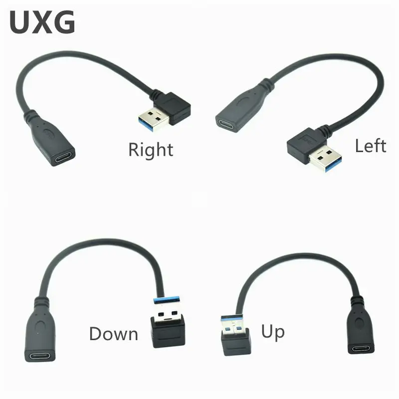 USB3.1 Type-C Female To USB3.0 Male Adapter Cable 90 Right Angle 10Gbps Gen2 Convoter For Mac Oculus Quest Link PC Computer