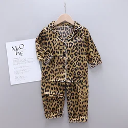 Baby Sleepwear Kids Girls Boys Pajamas Leopard Long Sleeve Pajamas Tops+Sleep Pants Set Nightclothes Child Nightshirt