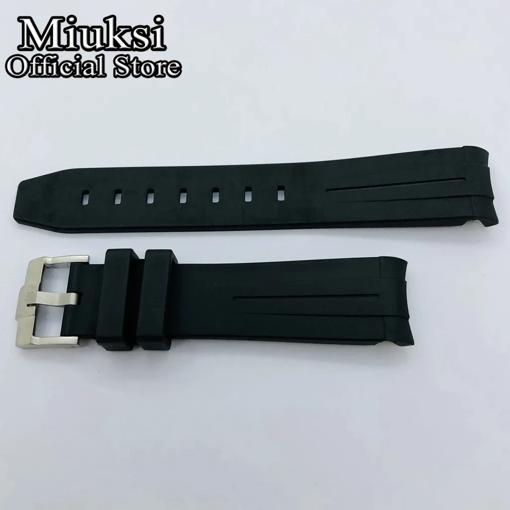 Miuksi 20mm black curved end rubber strap with stainless steel pin buckle