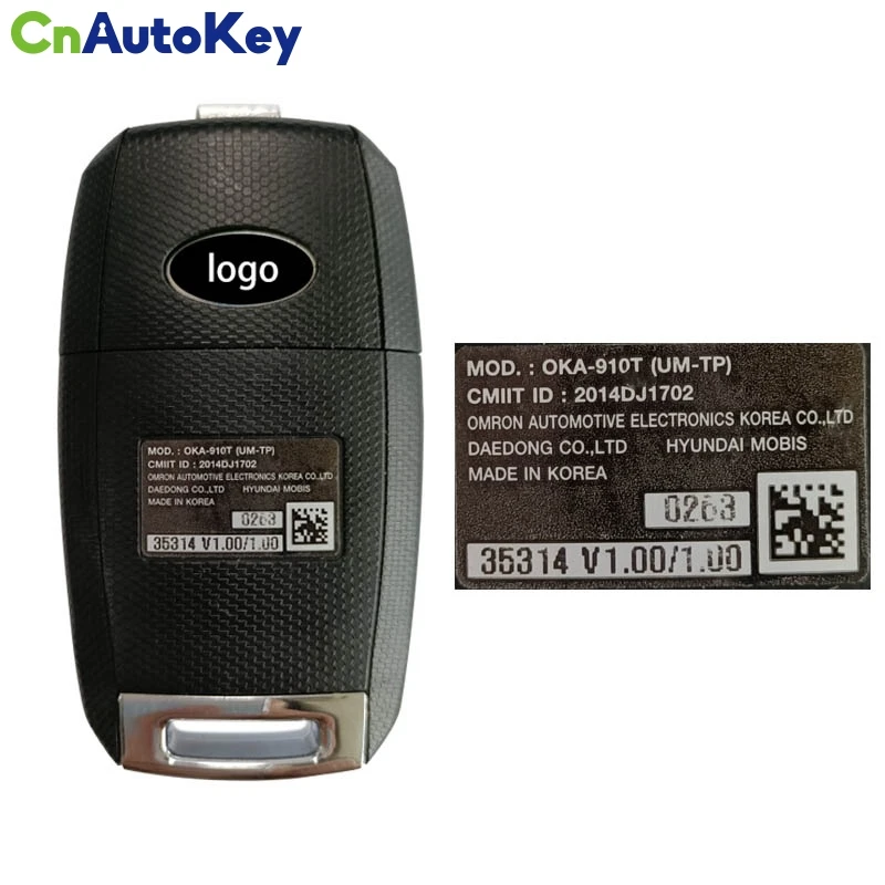 CN051139 Original PN 95430-C5211 For KIA Sorento 2015-2019 Flip Remote Key 3 Buttons 433 MHz 4D70 Chip FCC ID: OKA-910T C5210