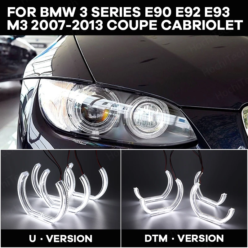 

LED Crystal Angel eyes Cut Style DRL DTM U Shape Light 6000K White For BMW 3 Series E90 E92 E93 M3 2007-2013 Coupe cabriolet