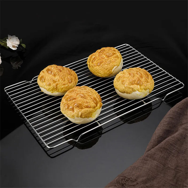 Stainless Steel Wire Grid Cake Cooling Rack Tray Shelf Bread Biscuit Food Pan Mesh Holder Home Drain Stand Baking Accessories