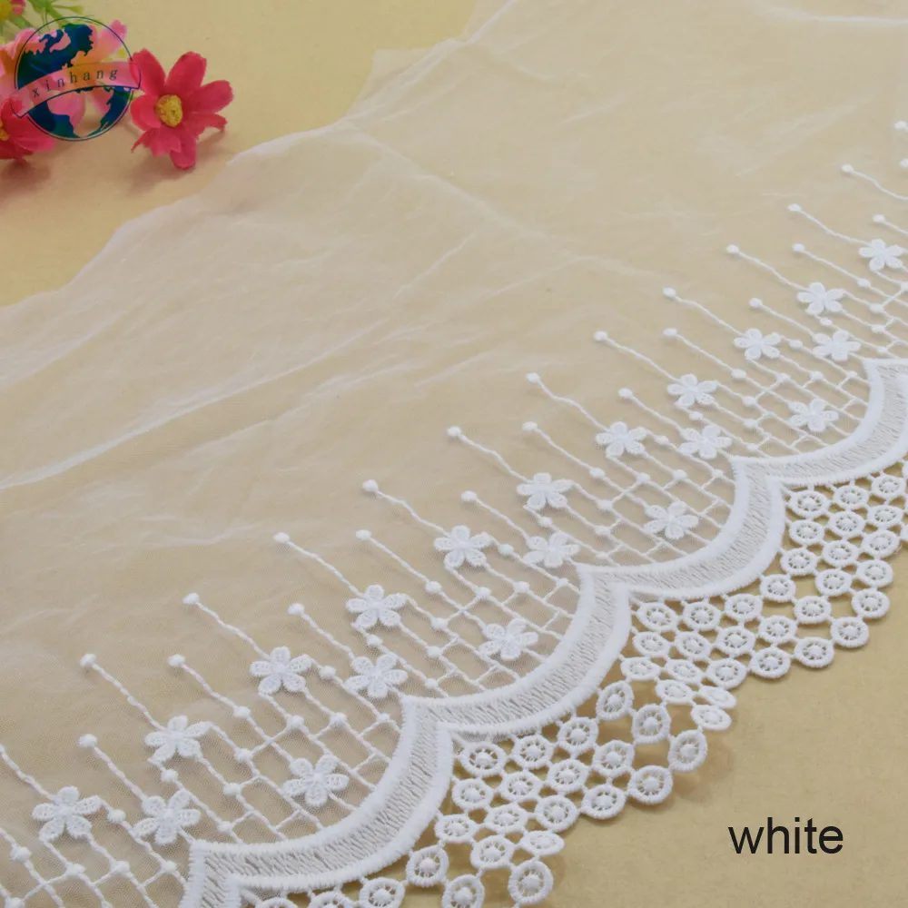 23cm Wide Polyester Embroidery Lace Sewing Ribbon Guipure Trim Wedding Decoration DIY Dolls Colthes Accessories Lace Edge#4016