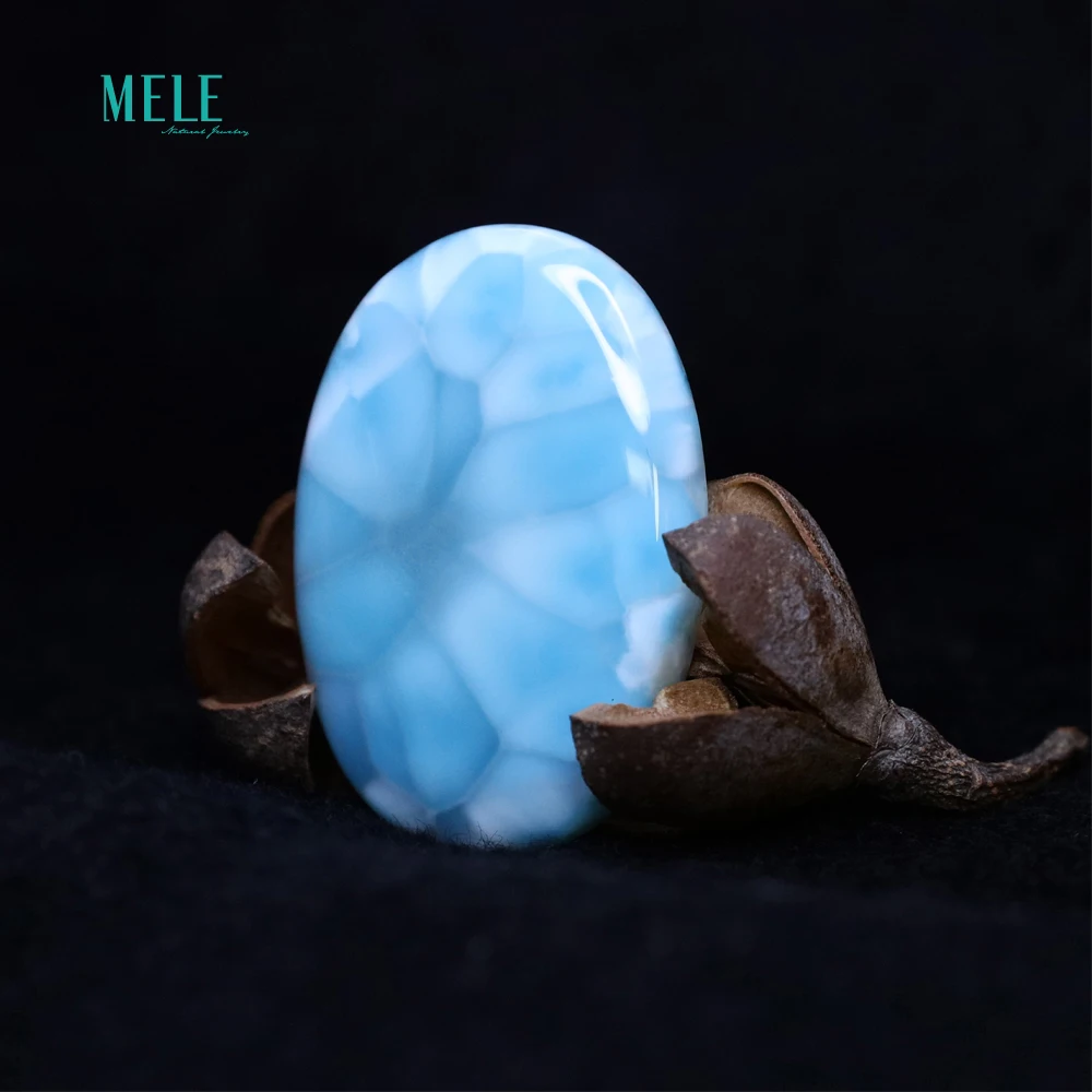 Natural Dominican galalima Larimar Sea Stone Oval 26.4 * 37.8* 5.2mm50.6 carat naked stone ring pendant with stone