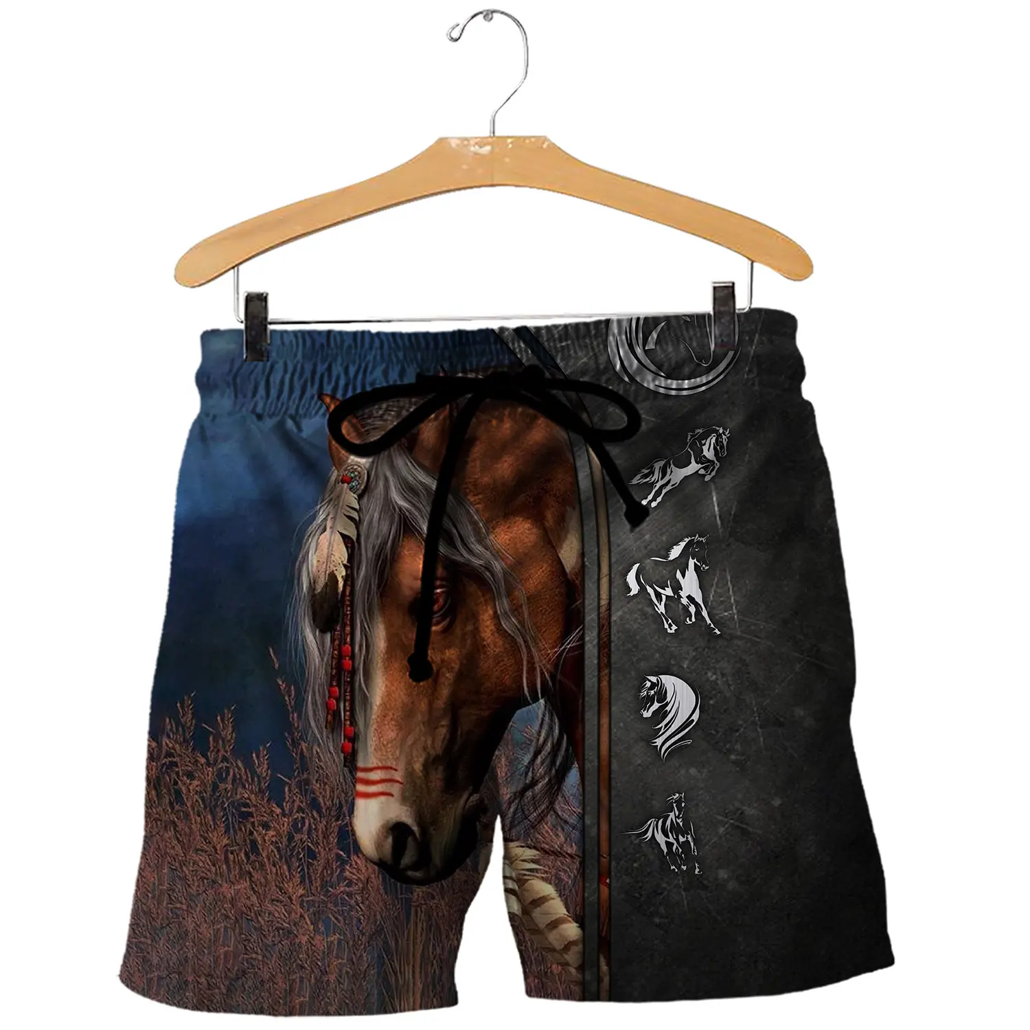 Beautiful Animal love horse 3D All Over Printed  Mens Shorts Unisex Streetwear Shorts Summer Beach Polyester Casual Shorts DK-20