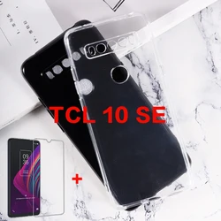 Transparent Phone Case For TCL 10 SE Silicon Caso Soft Black TPU Case Funda TCL 10 SE Etui with Tempered Glass on TCL 10 SE 10SE