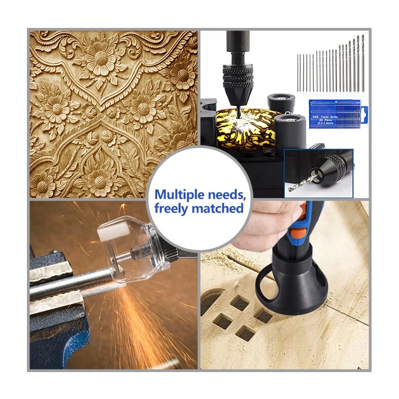 XCAN Wood Drilling Tools HSS Rotary Bit with Mini Drill Chuck Quick Change Keyless Chuck Twist Drill Bit Hand Drill