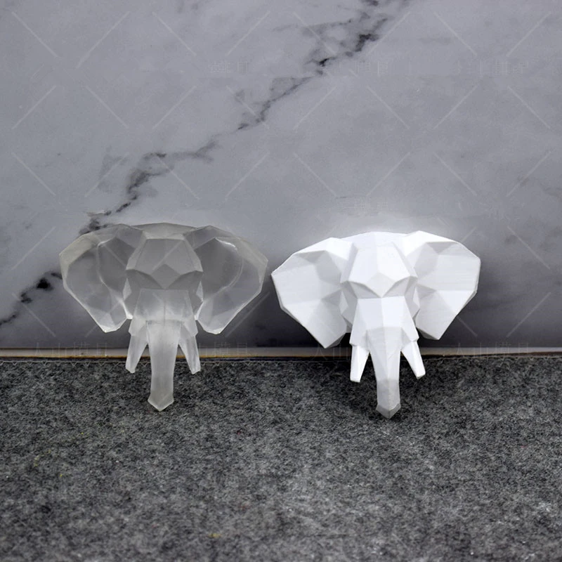 3D Geometric Elephant Head Aromatherapy Plaster Pendent Making Mould Candle Soap DIY Silicone Molds Car Home Decor