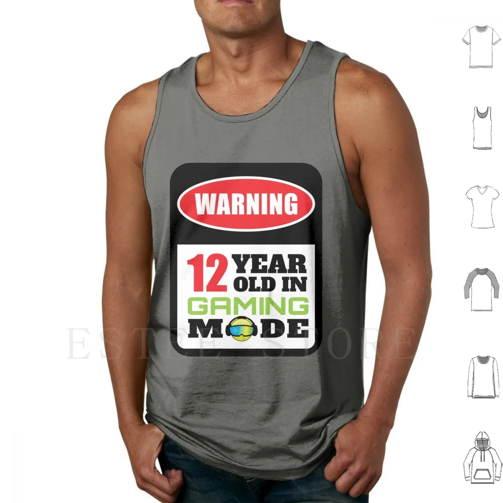 تحذير بعمر 12 عامًا في وضع الألعاب - هدية للألعاب بعمر 12 عامًا، سترة بدون أكمام، ألعاب 12th، 12 عامًا، 12th