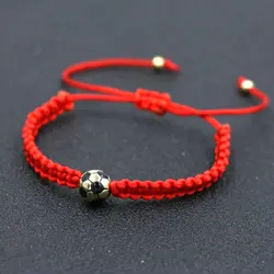 Handcrafted Gold Color Ball Football Charm Braid Bracelets Men Women Red Thread Bracelet Girls Boy Kids Lovers' Lucky Gift