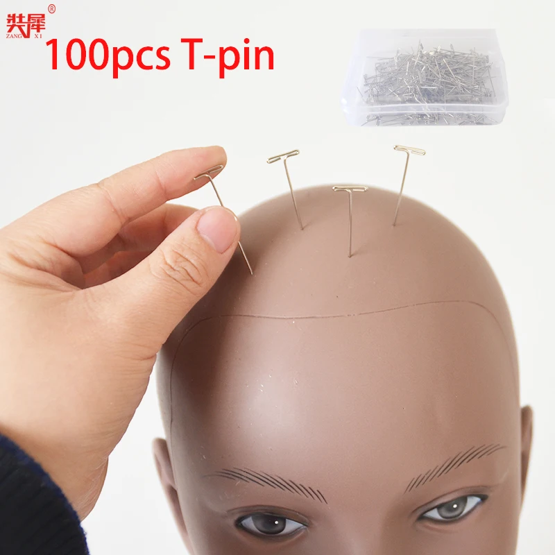 

100PCS Wig Fixing T Pins 1.5 Inch For Holding Wigs Hair Extender Wig Blocking Knitting Modelling And Crafts Wig Stand T-Pins