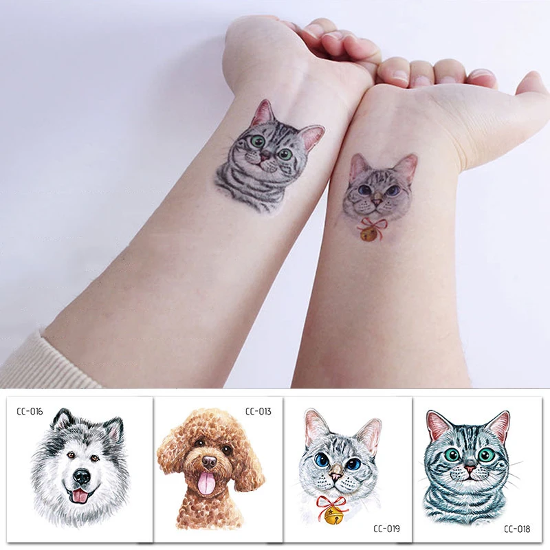 Cute Animals Waterproof Temporary Tattoos Girls Boys Arm Body Ankle DIY Lovely Cat Dog Unicorn Rabbit Tattoo Decals Wholesale