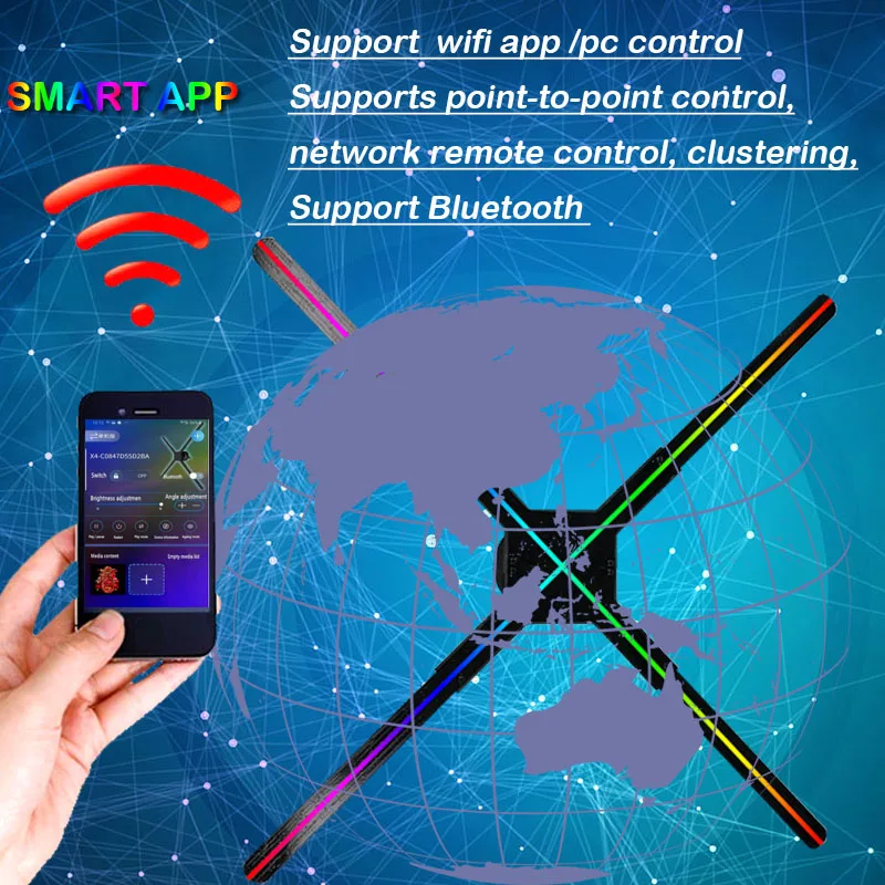 2019 ใหม่มาถึง 70 ซม.1024*1024 ความละเอียด 3D holographic LED โฆษณา 1022pcs LED พัดลม 3D โฮโลแกรมพัดลม LED โปรเจคเตอร์