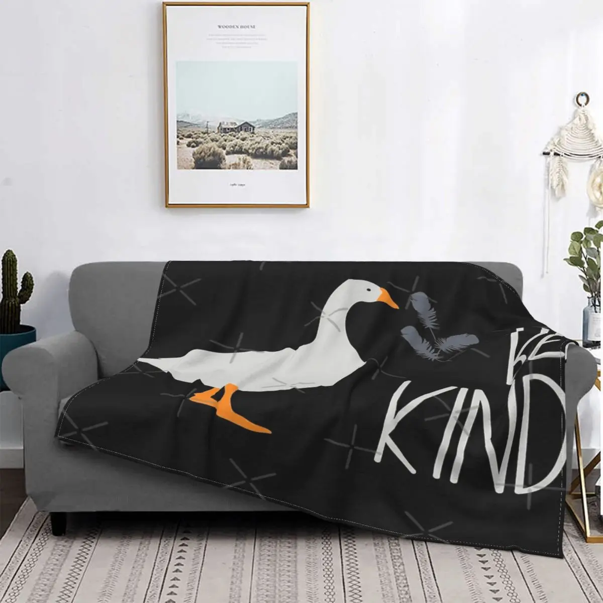 Be Kind-Manta con frase de ganso, colcha para cama a cuadros, manta de felpa de Anime, Sudadera con capucha, colchas para cama