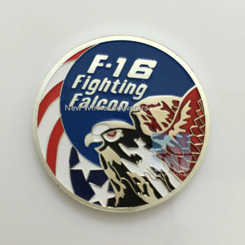 5PCS American US F-16 Fighting Falcon Metal Military USA Air Force Challange Silver Coin