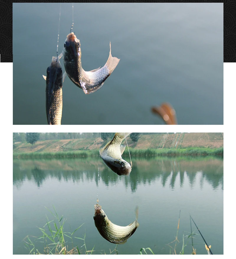 10 Paar Angelhaken mit Tippet 45cm Schnurset aus Kohlenstoffstahl Doppel-Angelschnurhaken mit Widerhaken für Karpfenangeln – Detail 7