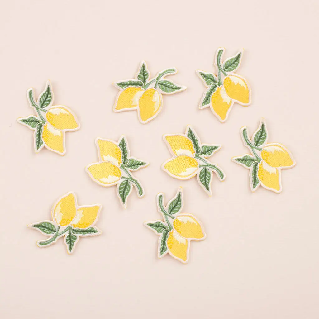 Lemons Embroidered Patch Iron on Patches Summer Fruit Fresh Lemons Gift Jackets Decoration Hats Bags Cartoon Sewing