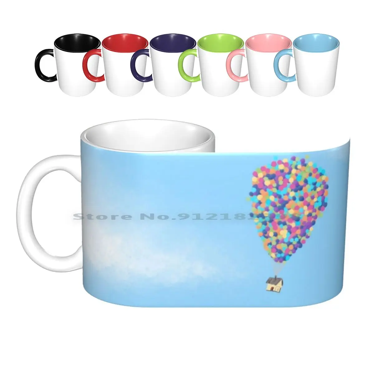 Up , Up And Away Ceramic Mugs Coffee Cups Milk Tea Mug Up Pixar Pixars Up House Balloons Movie Film Balloon House Up Up And