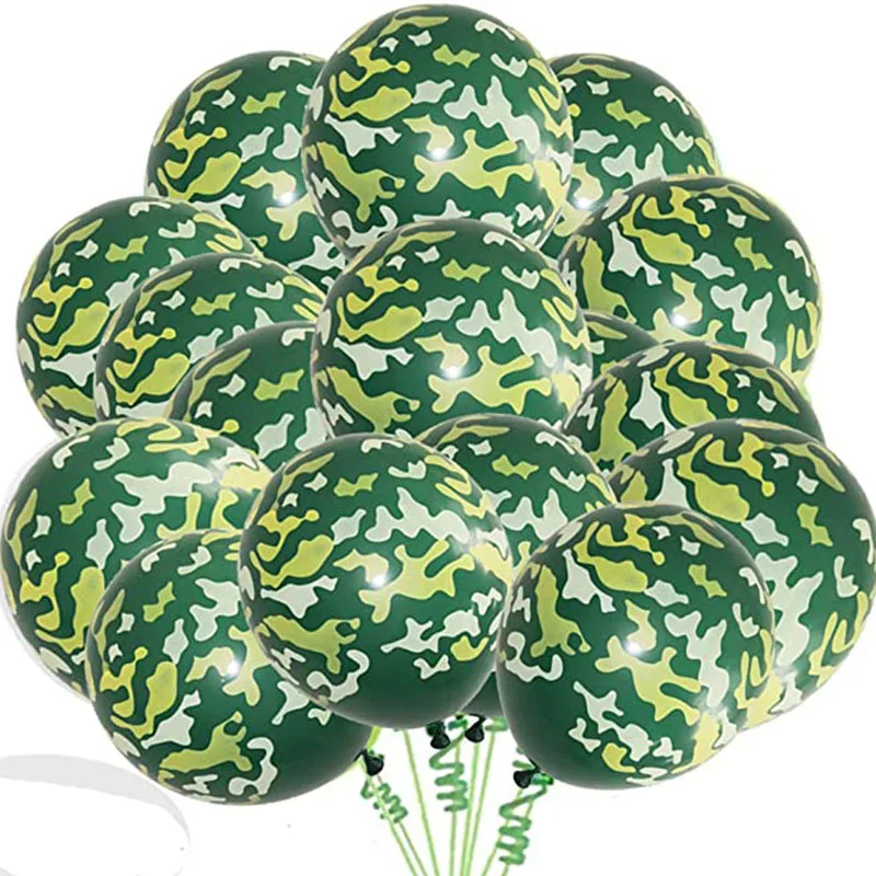 5/10/30Pcs Camouflage Balloon 12inch Army Green Striped Latex Ballon Military Party Decor Boy Fight Camo Birthday Party Supplies