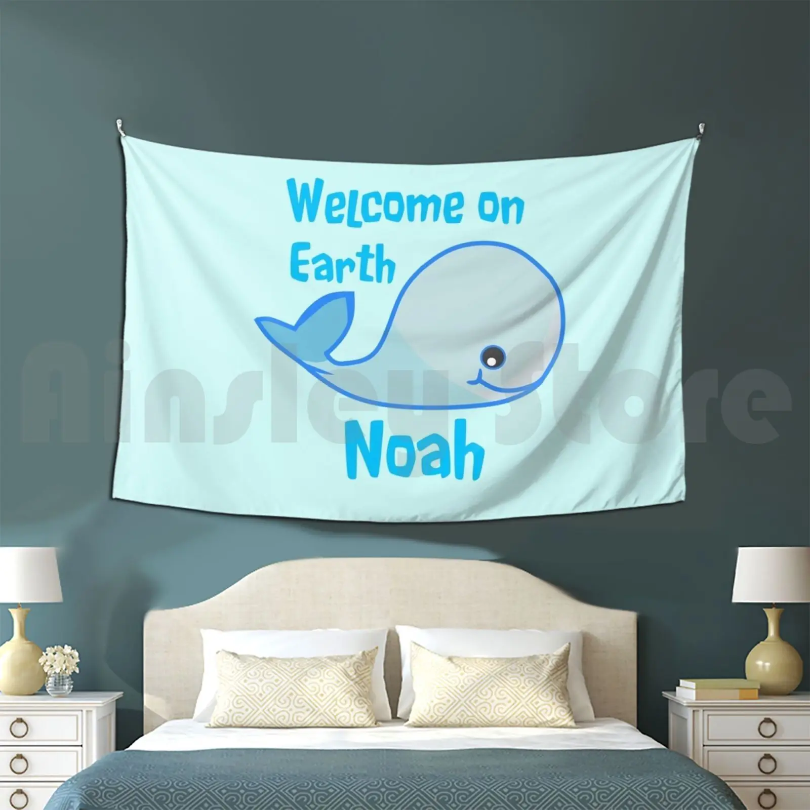 Baby Noah To Celebrate Your Birth Customized Tapestry Infant Whale Baby Bump Baby On Board Baby Sitter