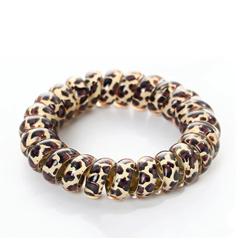 1PCS Leopard Hair Scrunchie Elastic Hair Bands Circle Spiral Hair Ties Women Girls Headwear Ponytail Holder Hair Accessories