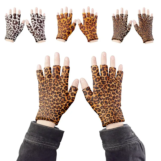 Damskie rękawiczki w panterkę Modne elastyczne rękawiczki z pięcioma palcami Męskie rękawiczki outdoorowe Bez palców Rękawiczki imprezowe Ekran dotykowy Guantes