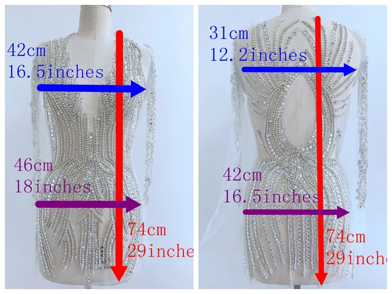 handmade silver/gold rhinestones bodice applique on nude mesh full body patches accessory for dress accessory