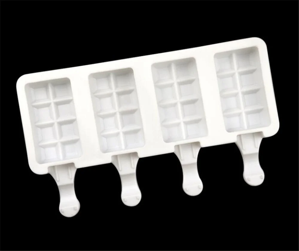 

New 30pcs/lot Silicone Ice Cream Molds 4 Cell Ice Cube Tray Food Safe Popsicle Maker DIY Homemade Freezer Ice Lolly Mould