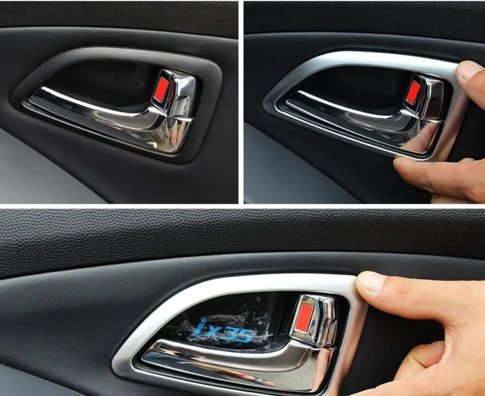 Glass lift switch panel, middle control decorative patch door handle decorative frame  For Hyundai ix35  2012-2015 car interior