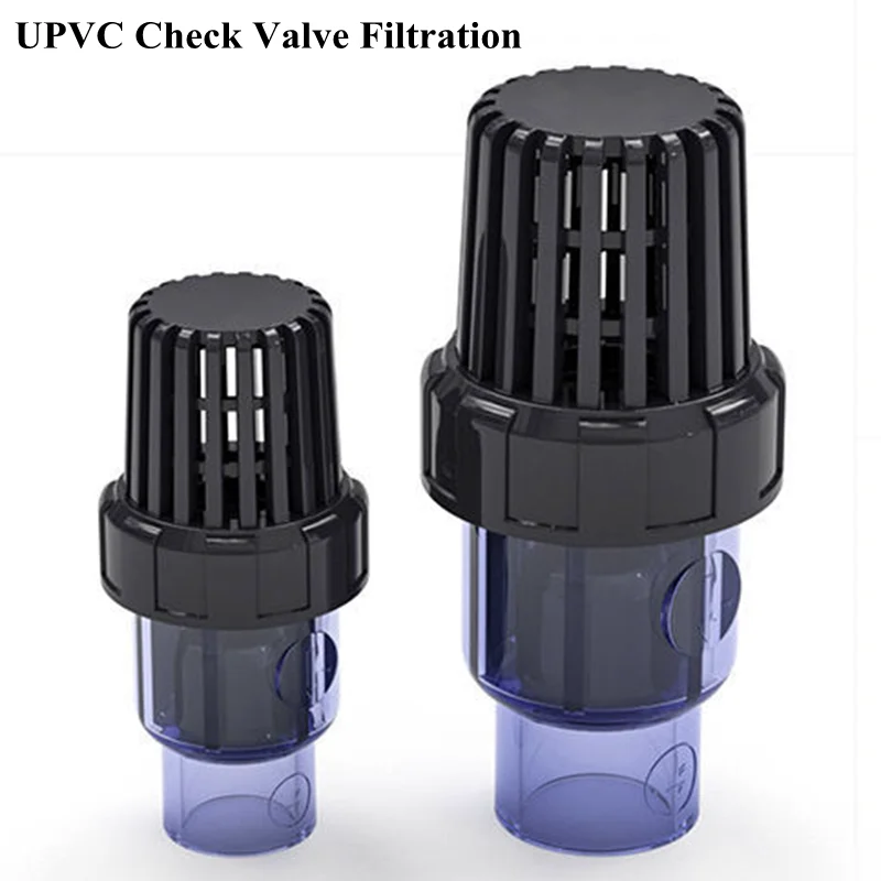 

I.D 25~63mm UPVC Bottom Check Valve Garden Irrigation Pipe Connector Water Pump Water Inlet Outlet Filter Aquarium Tube Joint