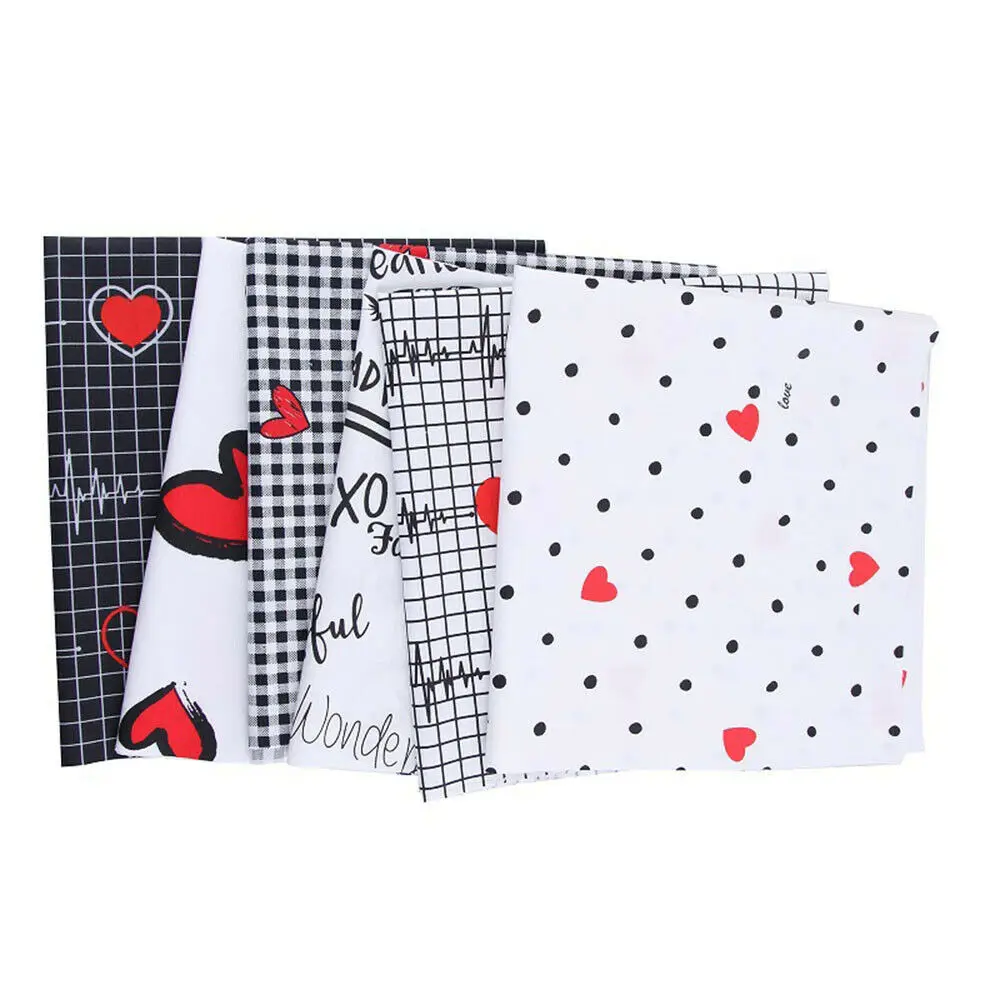 Valentine's Day Series Love Hearts Pattern Pure Cotton Fabric Sheets Square Patchwork Cloth Sewing Quilt Handmade Home Textile