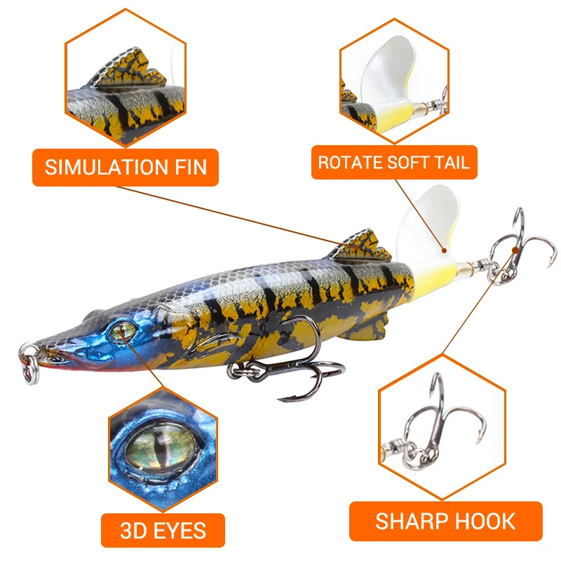 Whopper Plopper Señuelo Superficie Wobbler Cola Giratoria Pesca - imagen 5