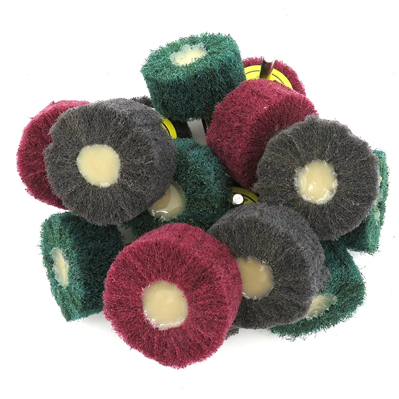 Spugnette abrasive da 2 pollici 50 mm con gancio e anello industriali resistenti 3 pezzi 240 # /400 # /800 #   Tampone per lucidatura con ruota in nylon per molatura