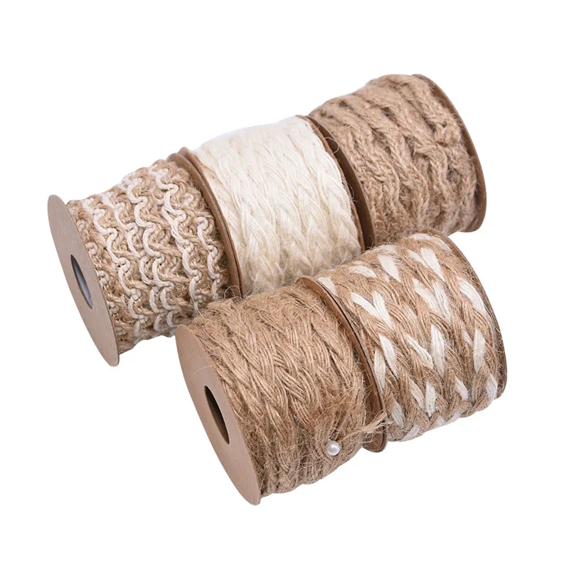 5-10m Natural Vintage Hand Weaving Burlap Jute Cord Hemp Rope Gift Packing String Knitting Twine DIY Home Party Decor Supplies