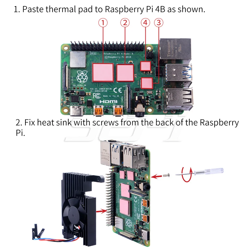 Adjustable Speed CNC Extreme Cooling Fan PWM Heatsink Kit Quiet Fan For Raspberry Pi 4 B Not Include Pi Board