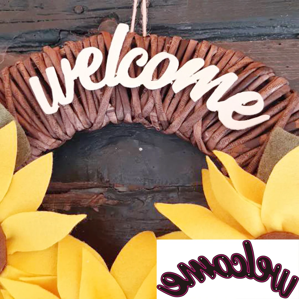Metalowe matryce tnące Witamy słowo Granica matryca do wycinania dekoracja Papier do scrapbookingu nóż rzemieślniczy forma ostrze dziurkacz szablony matryce