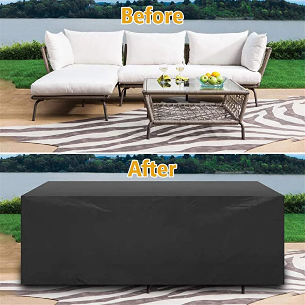 60 Size High Quality Outdoor Patio Waterproof Covers For Furniture Table Sofa Cover  210D Oxford Cloth Black Dust Cover