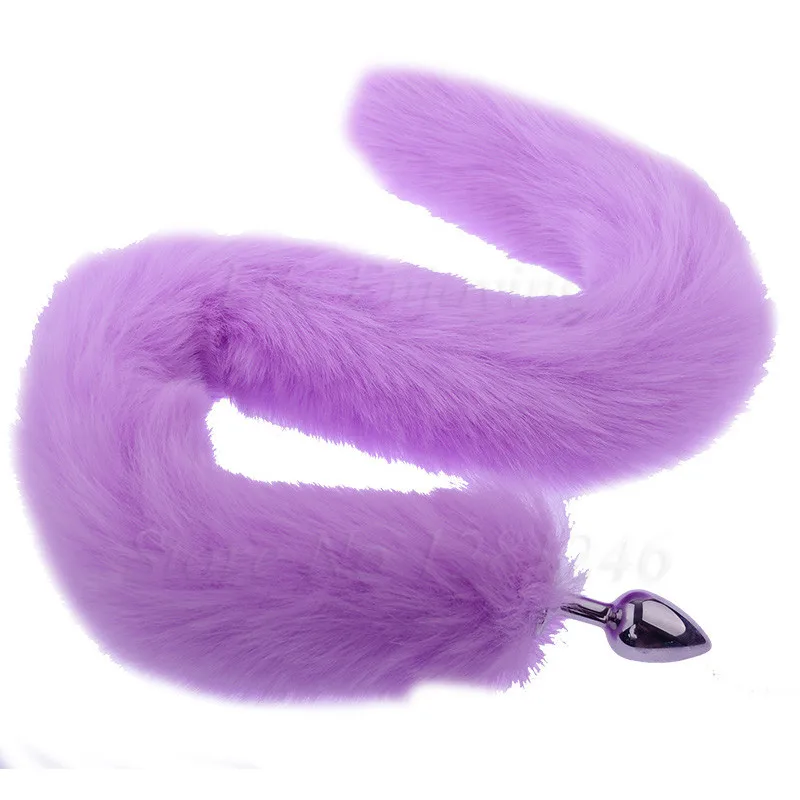 80cm Super Long Faux Fur Fox Tail Anal Plug Metal Butt Plug Cosplay Role Adult Games Anus Beads Sex Toys For Man Women Couples