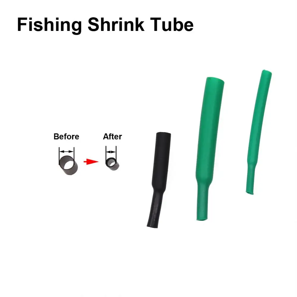 6Packs 50pcs 5cm 1.5mm-3.5mm Saltwater Fishing Rigging Shrink Tube Heating Shrink Tube Fishing Accessory Clear Black Green Color