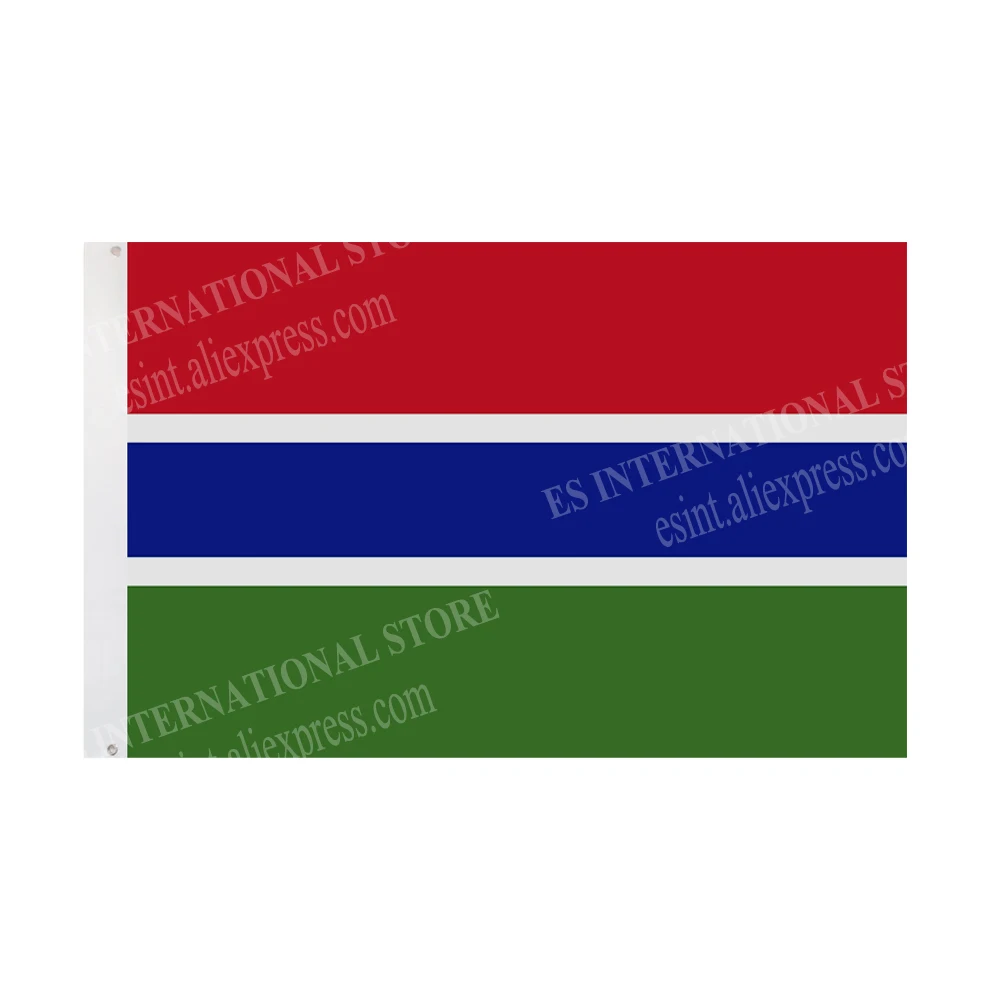 

Gambia Flag National Graphic Custom Printed Hanging Banner Design Outdoor Sport Polyester Shaft Cover Grommets 3X5FT 90X150CM