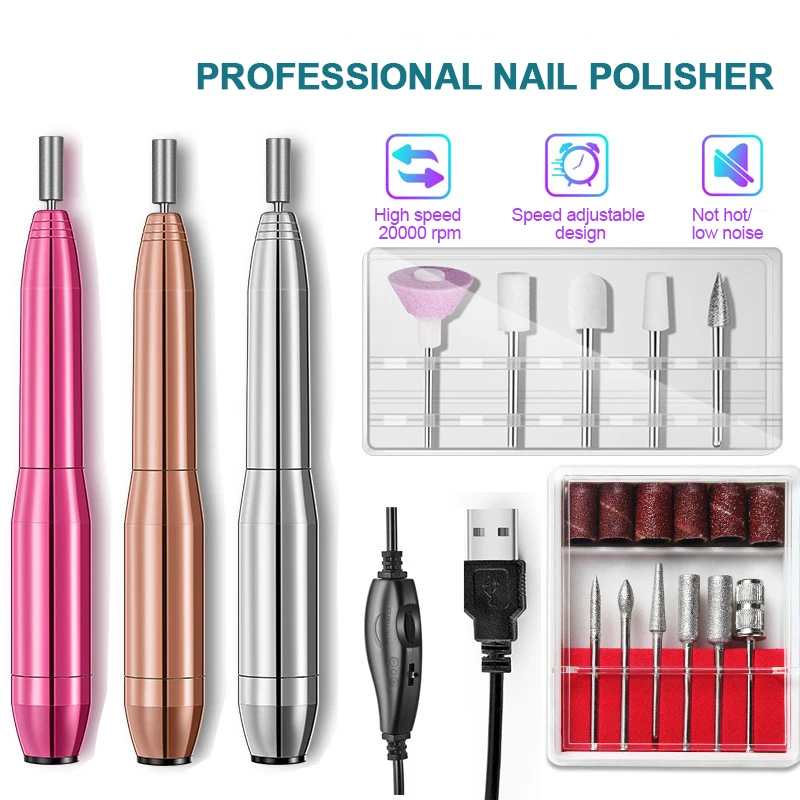 

Electric Nail Drill Machine 20000RPM Rechargeable Manicure Pedicure Tools for Acrylic Nails Polishing Shape Nail File Salon Home