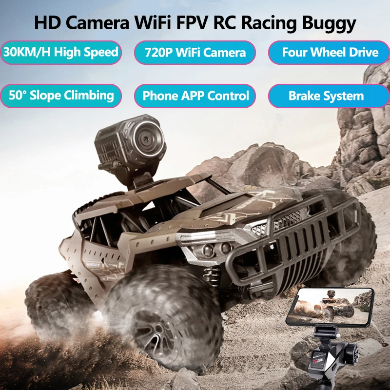 30KM/H 720P HD WiFi FPV 4WD Off-road RC Car Camera Adjustable Independent Suspension 50° Climbing Mobile Control Buggy Model Toy