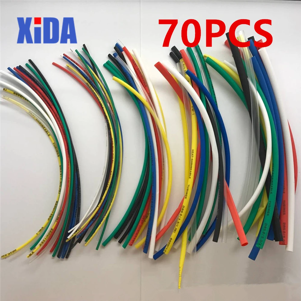 70Pcs 2:1 Heat Shrink Tube Tubing Sleeving Tube Assortment Kit Electrical Connection Electrical Wire Wrap Cable Waterproof DIY